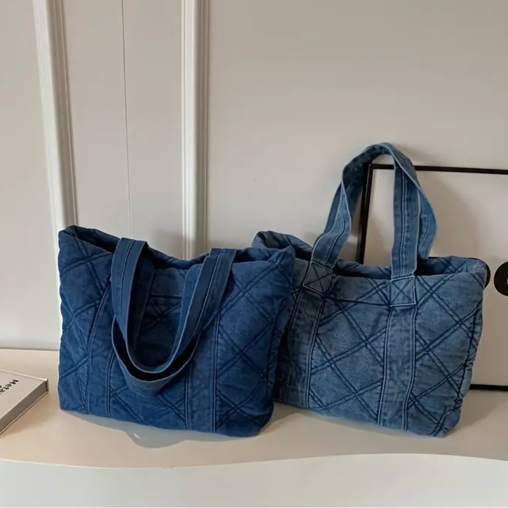 New, denim quilt bag with zipper